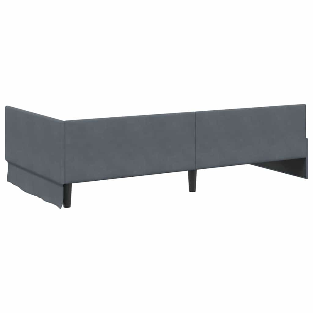 Sarokágy keret fejtámlával Sötétszürke 90 cm x 200 cm Bársony