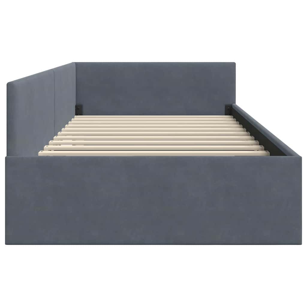 Sarokágy keret fejtámlával Sötétszürke 90 cm x 200 cm Bársony