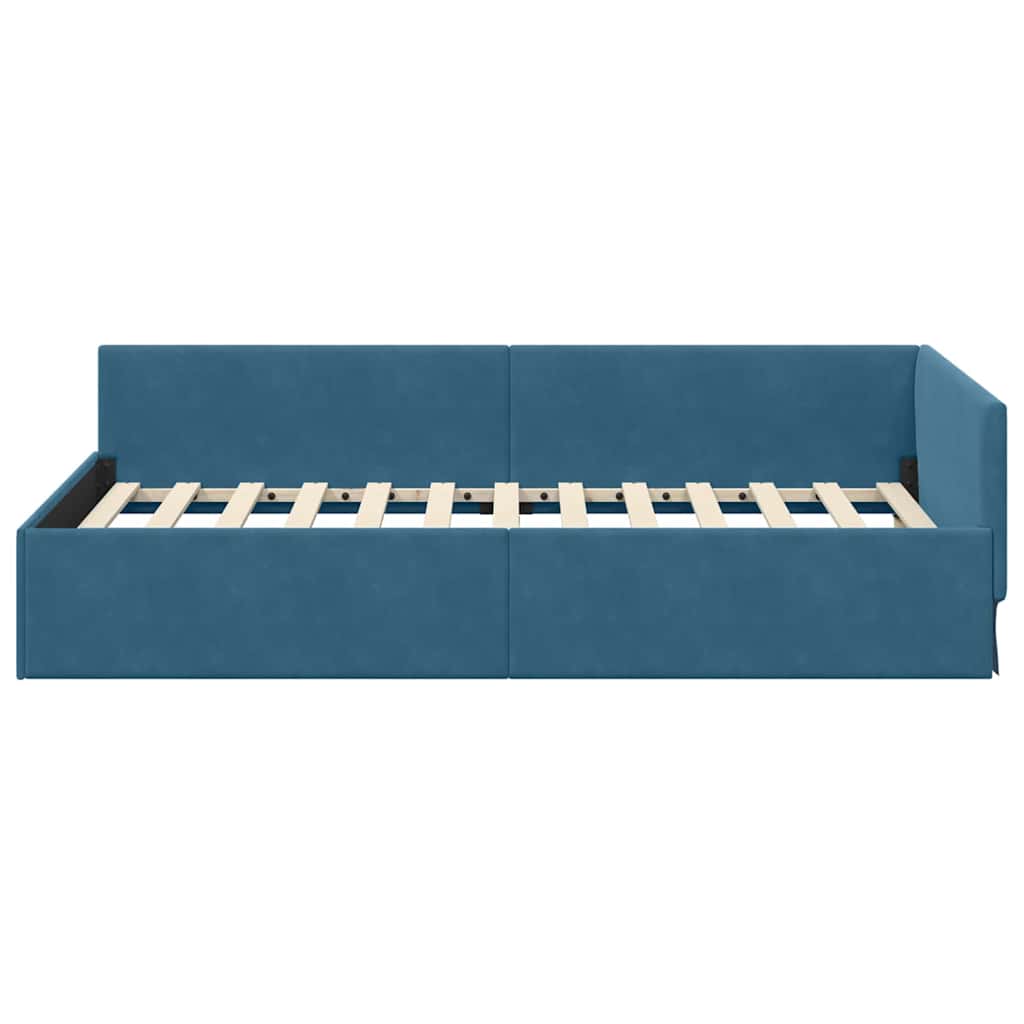 Sarokágy keret fejtámlával Kék 100 cm x 200 cm Bársony