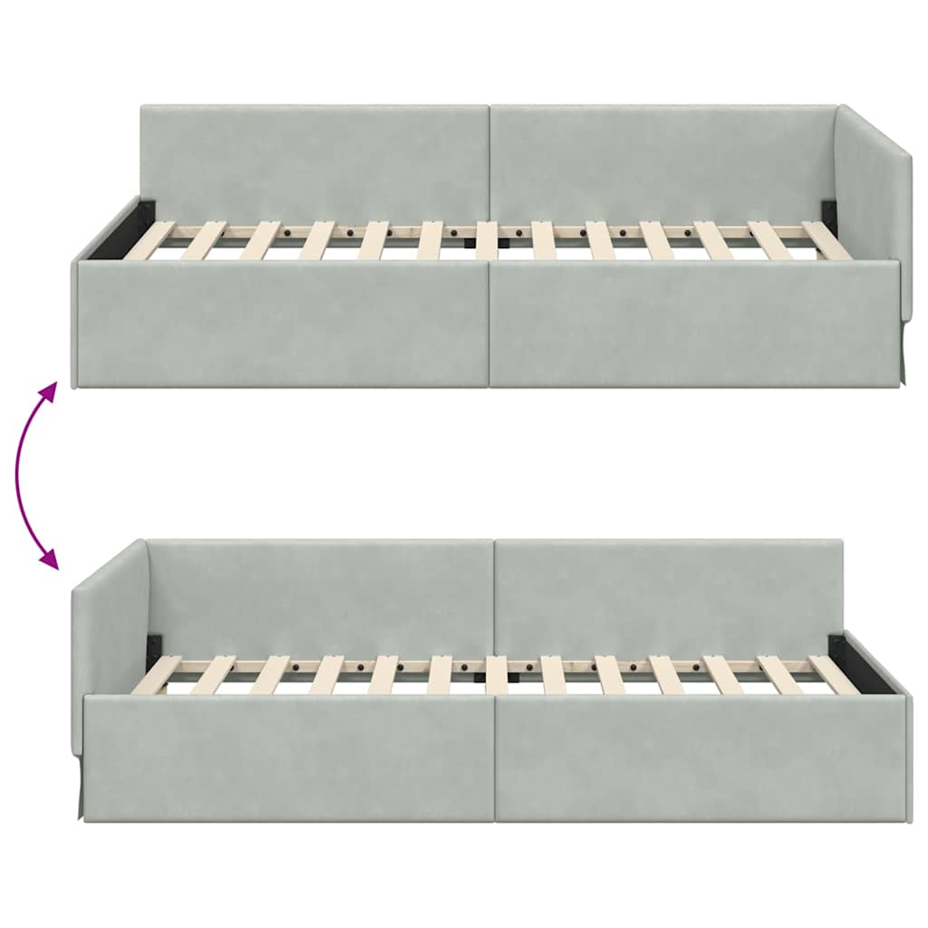 Sarokágy keret Világosszürke 100 cm x 200 cm Bársony