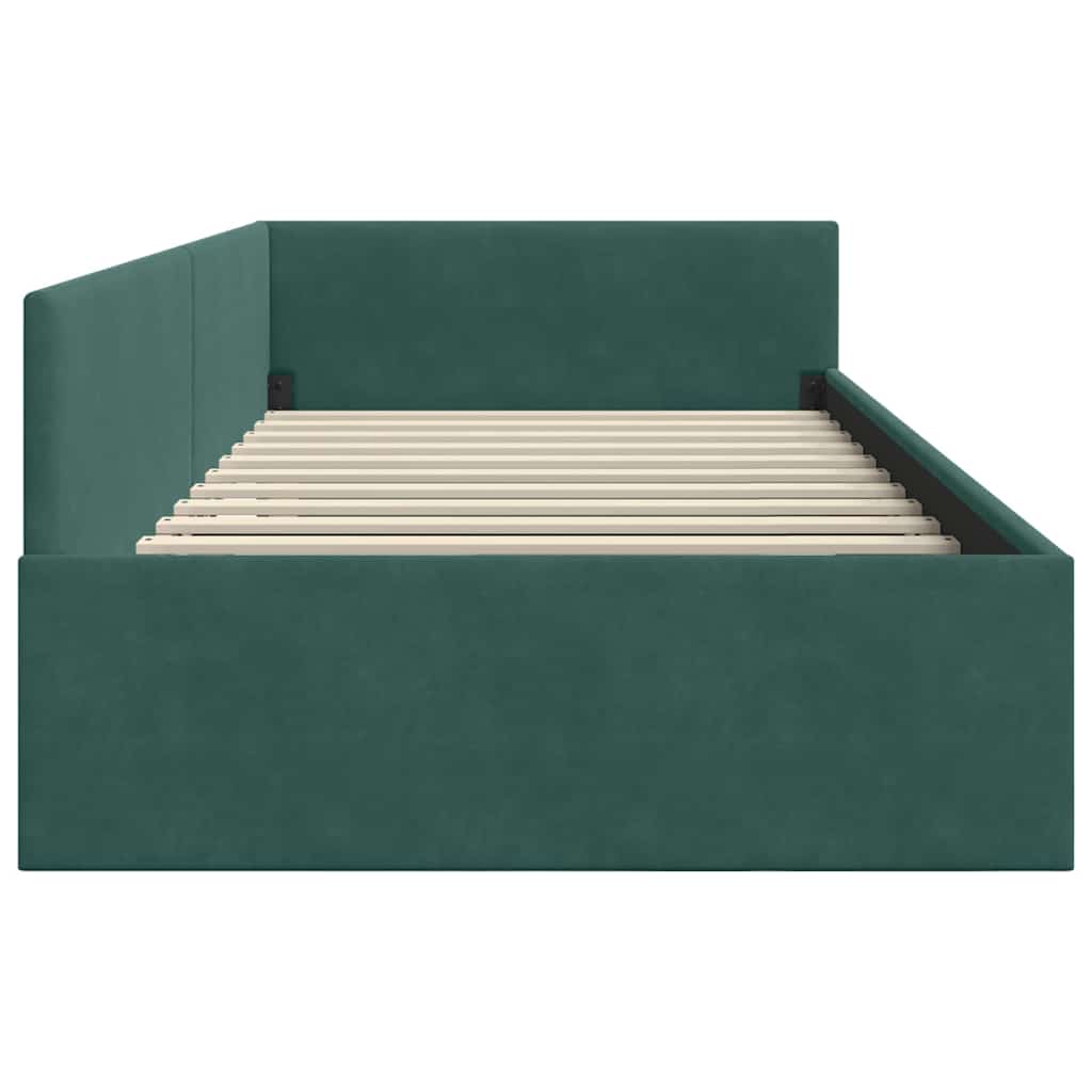 Sarokágy keret fejtámlával Sötétzöld 100 cm x 200 cm Bársony