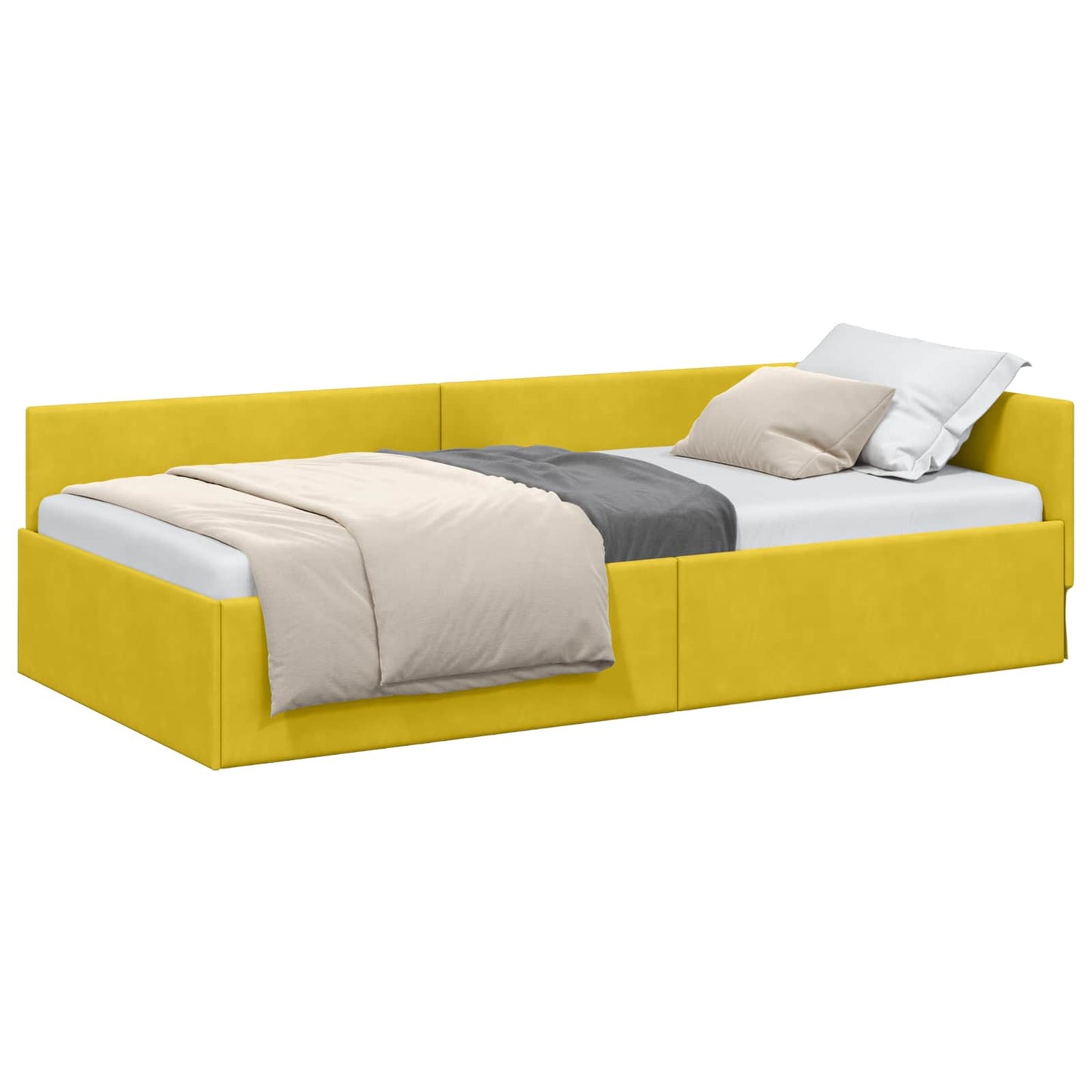 Sarokágy keret fejtámlával Sárga 100 cm x 200 cm Bársony