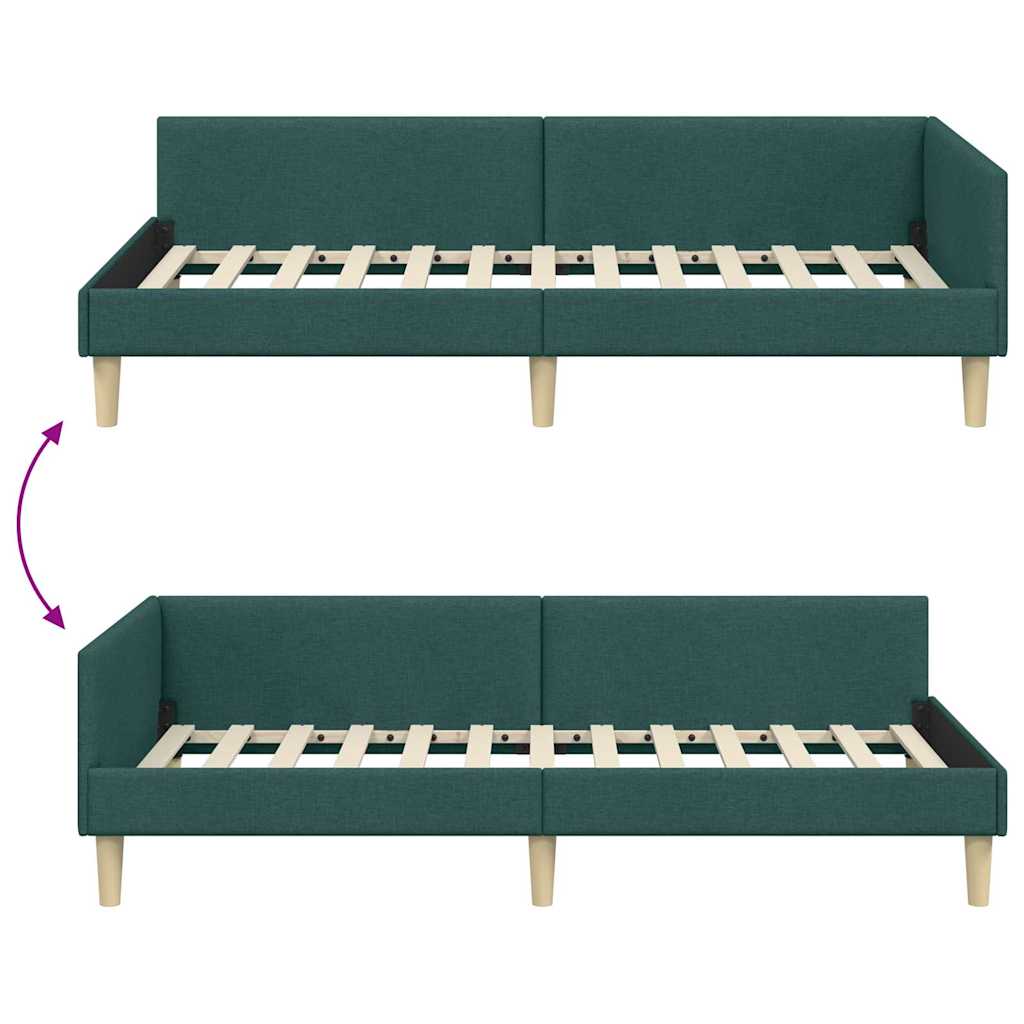Sarokágy keret Sötétzöld 80 x 200 cm szövet