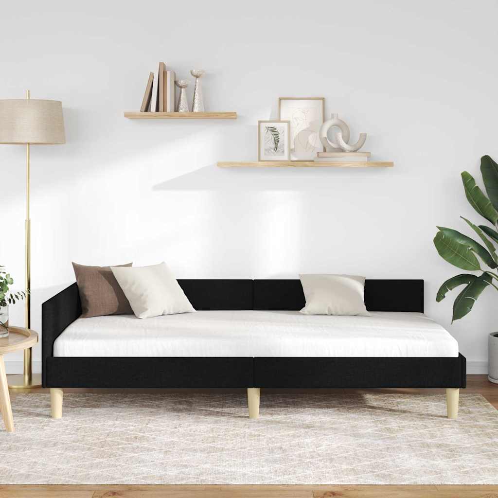 Sarokágy keret Fekete 90 x 200 cm szövet