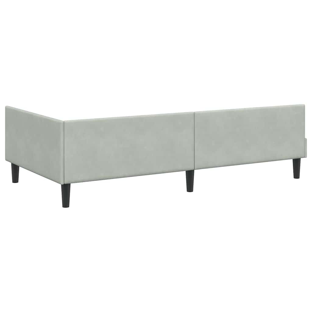 Sarokágy keret fejtámlával Világosszürke 80 cm x 200 cm Bársony