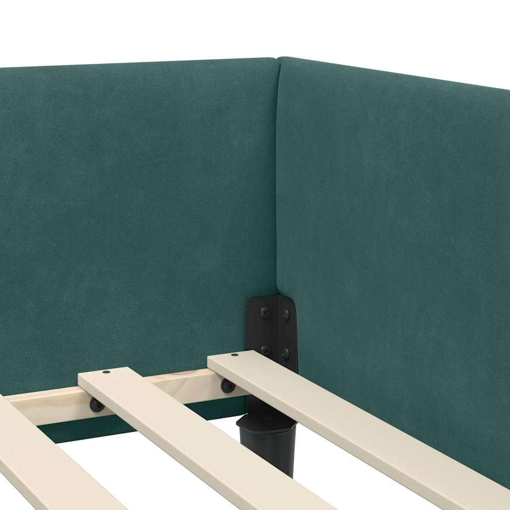 Sarokágy keret fejtámlával Sötétzöld 80 cm x 200 cm Bársony