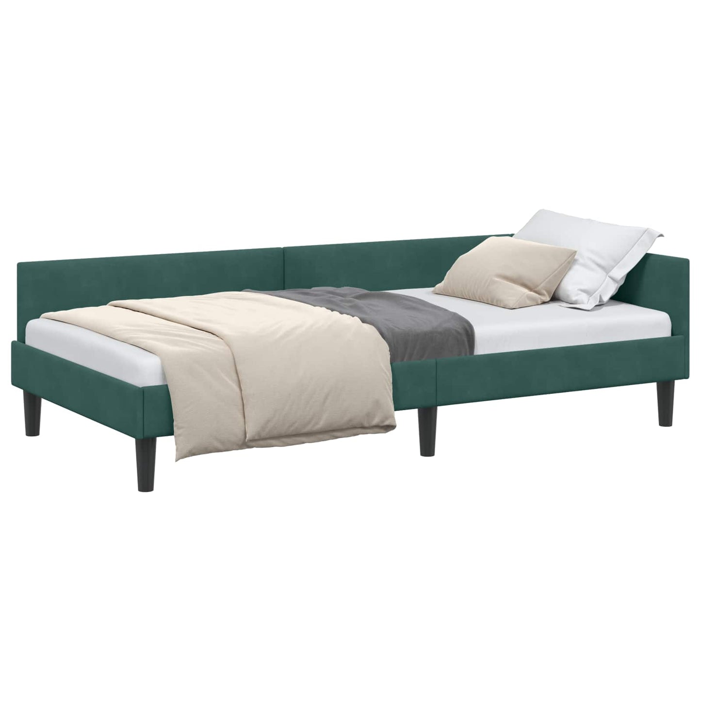 Sarokágy keret fejtámlával Sötétzöld 80 cm x 200 cm Bársony