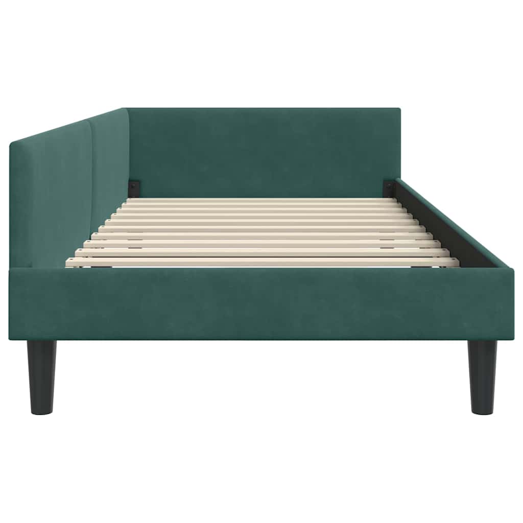 Sarokágy keret fejtámlával Sötétzöld 80 cm x 200 cm Bársony