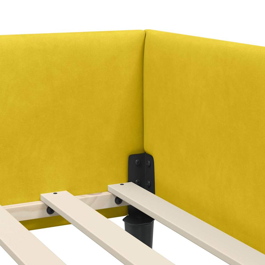 Sarokágy keret fejtámlával Sárga 80 cm x 200 cm Bársony