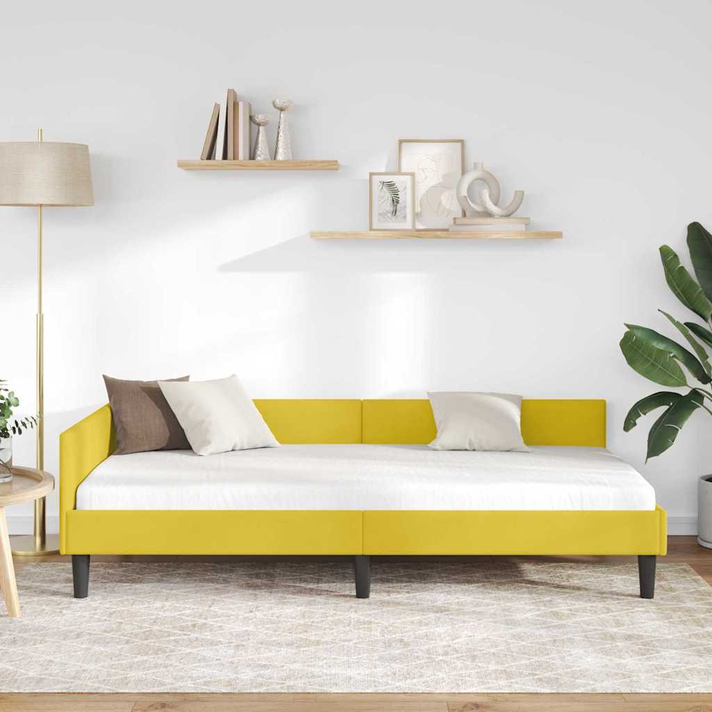 Sarokágy keret fejtámlával Sárga 80 cm x 200 cm Bársony