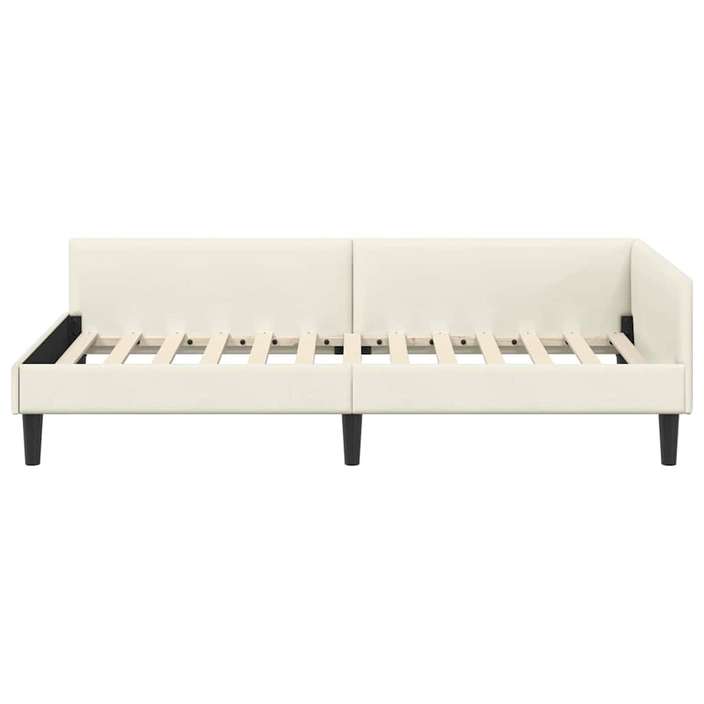 Sarokágy keret fejtámlával Krém 80 cm x 200 cm Bársony