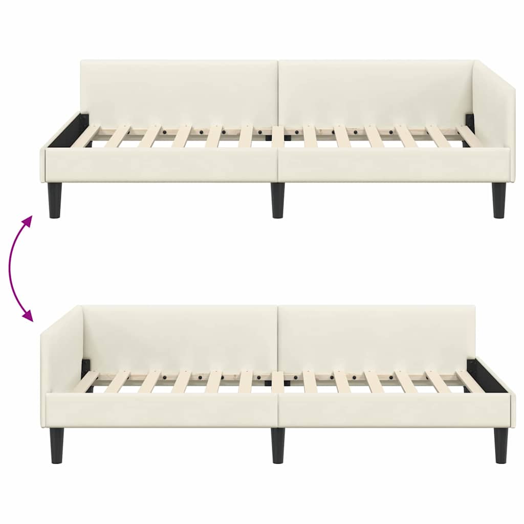 Sarokágy keret fejtámlával Krém 80 cm x 200 cm Bársony