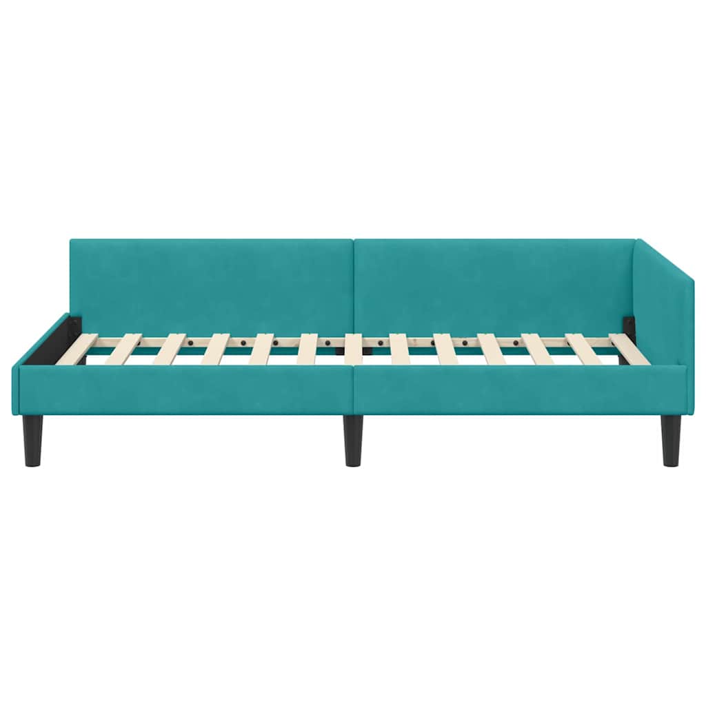 Sarokágy keret fejtámlával Türkiz 80 cm x 200 cm Bársony