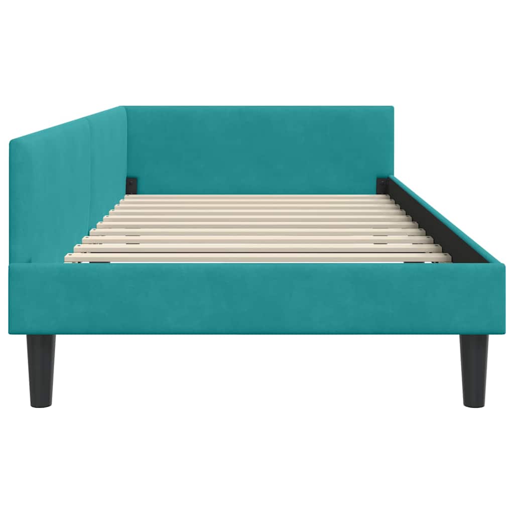 Sarokágy keret fejtámlával Türkiz 80 cm x 200 cm Bársony
