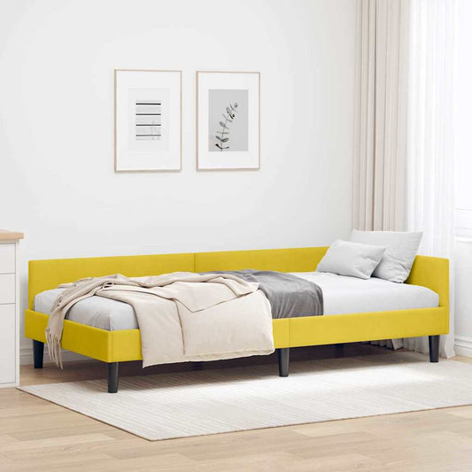 Sarokágy keret fejtámlával Sárga 90 cm x 190 cm Bársony