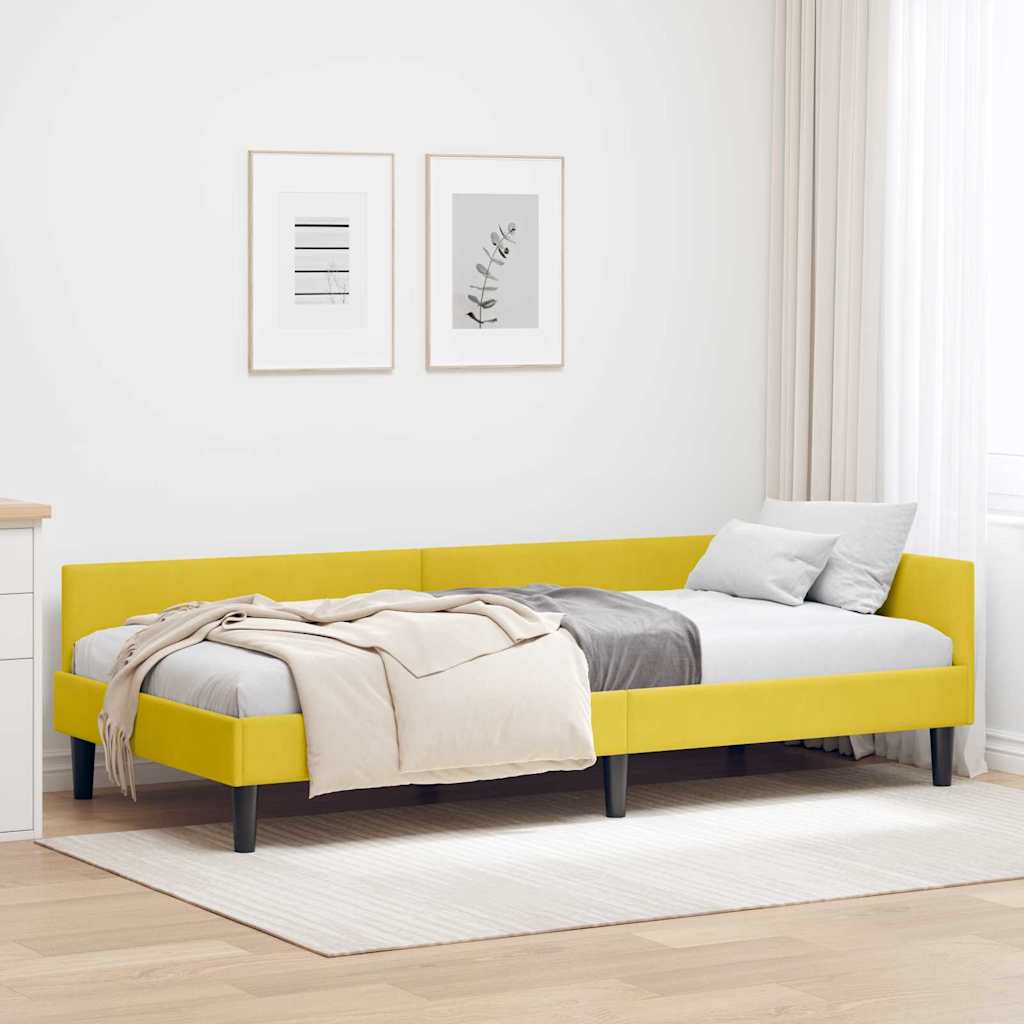 Sarokágy keret fejtámlával Sárga 90 cm x 190 cm Bársony