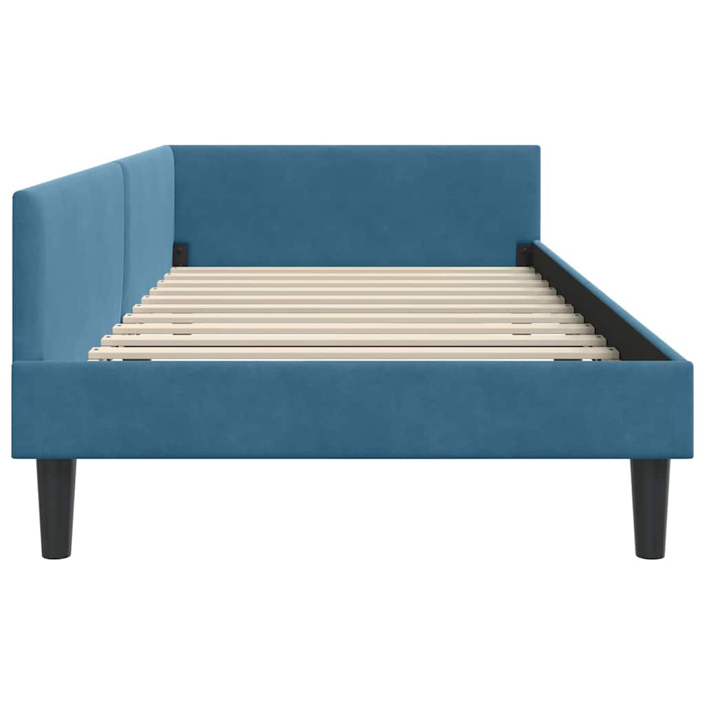 Sarokágy keret fejtámlával Kék 90 cm x 200 cm Bársony