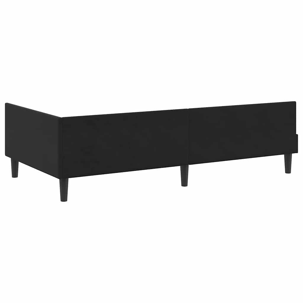 Sarokágy keret fejtámlával Fekete 90 cm x 200 cm Bársony