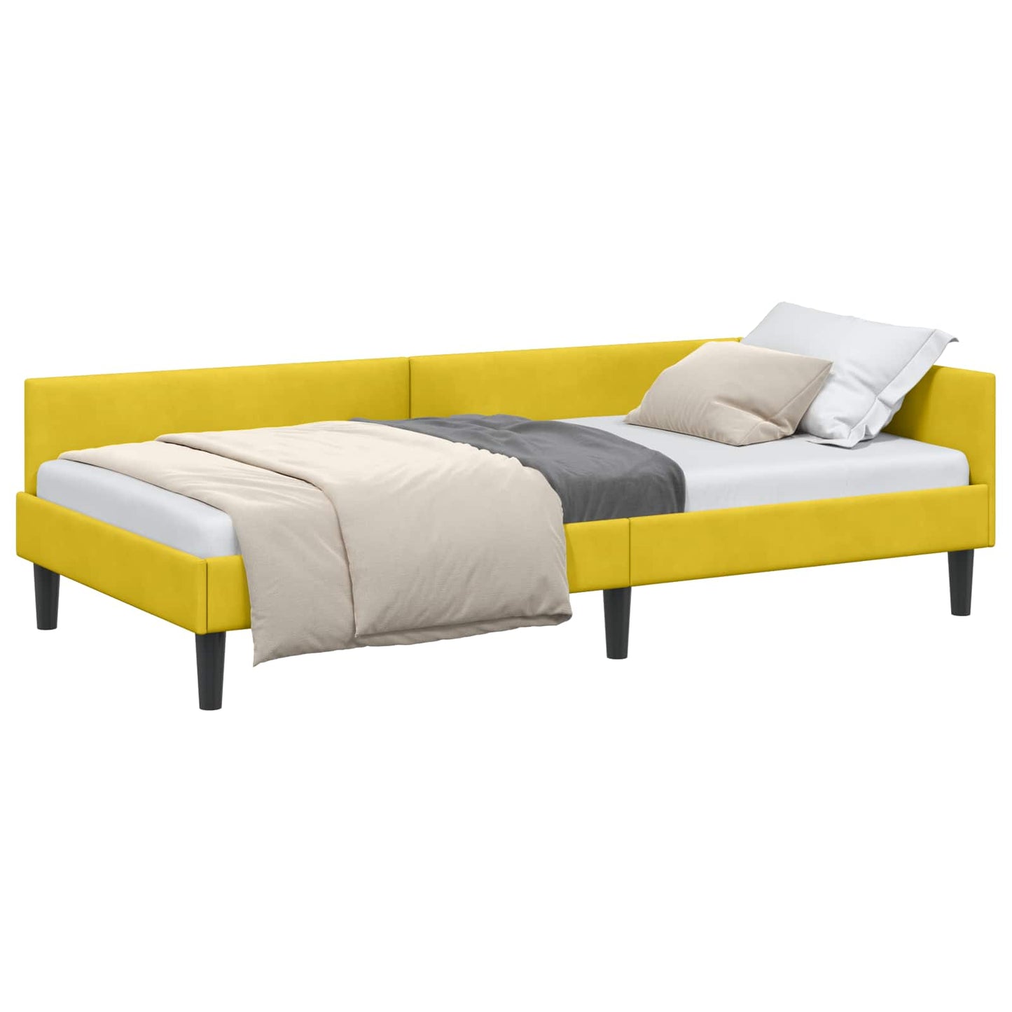 Sarokágy keret fejtámlával Sárga 90 cm x 200 cm Bársony