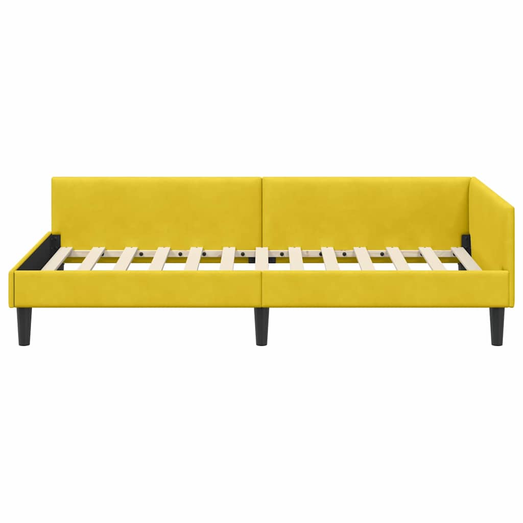 Sarokágy keret fejtámlával Sárga 90 cm x 200 cm Bársony