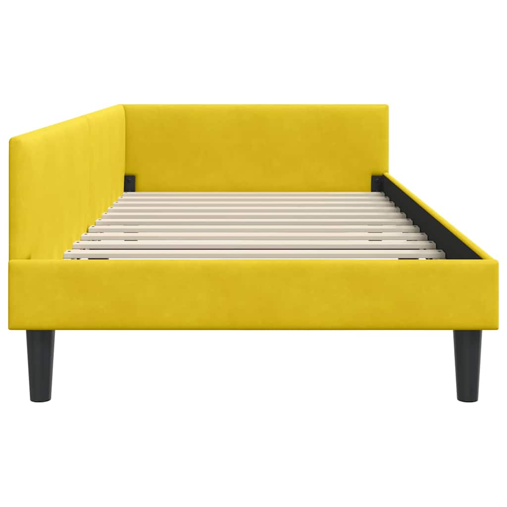 Sarokágy keret fejtámlával Sárga 90 cm x 200 cm Bársony
