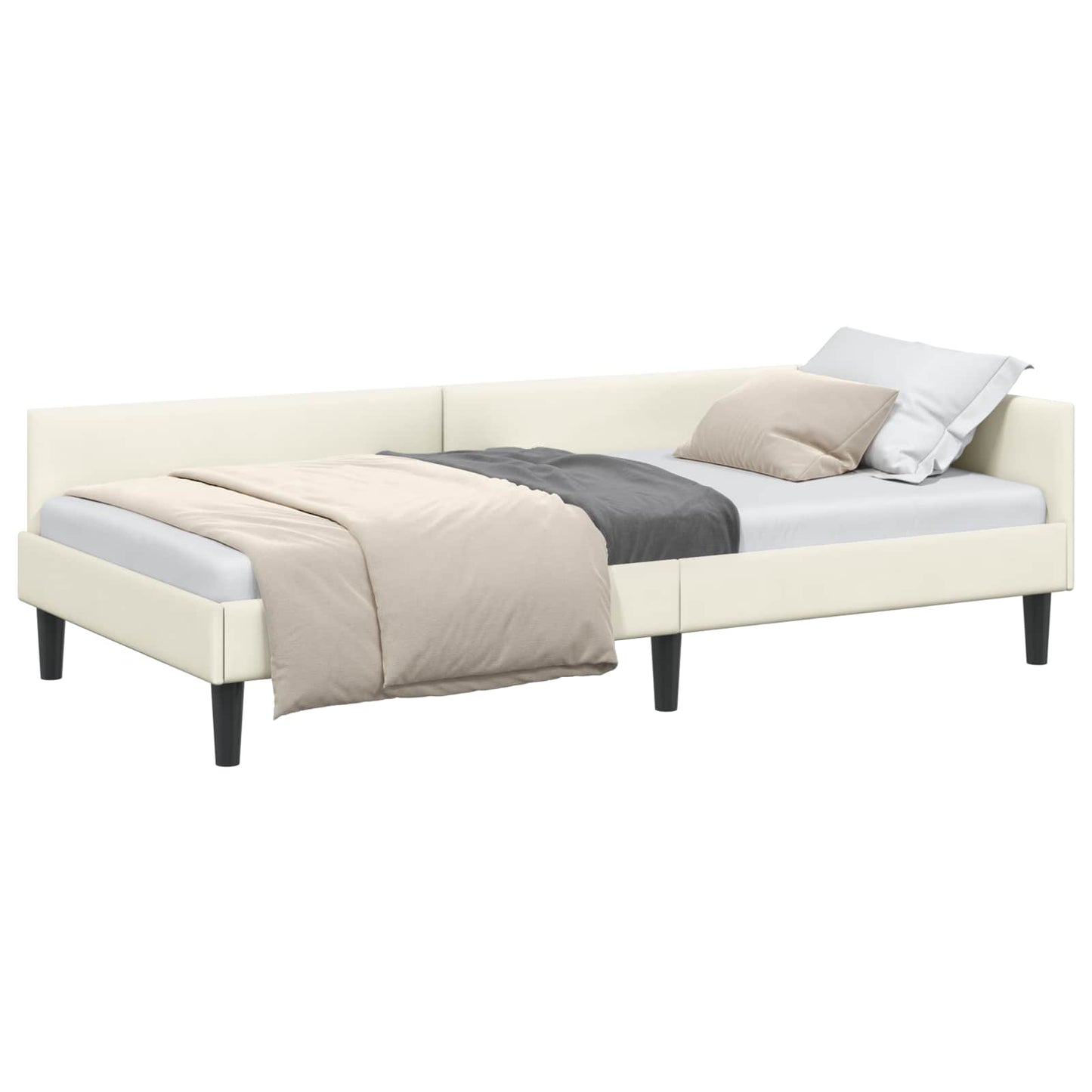 Sarokágy keret fejtámlával Krém 90 cm x 200 cm Bársony
