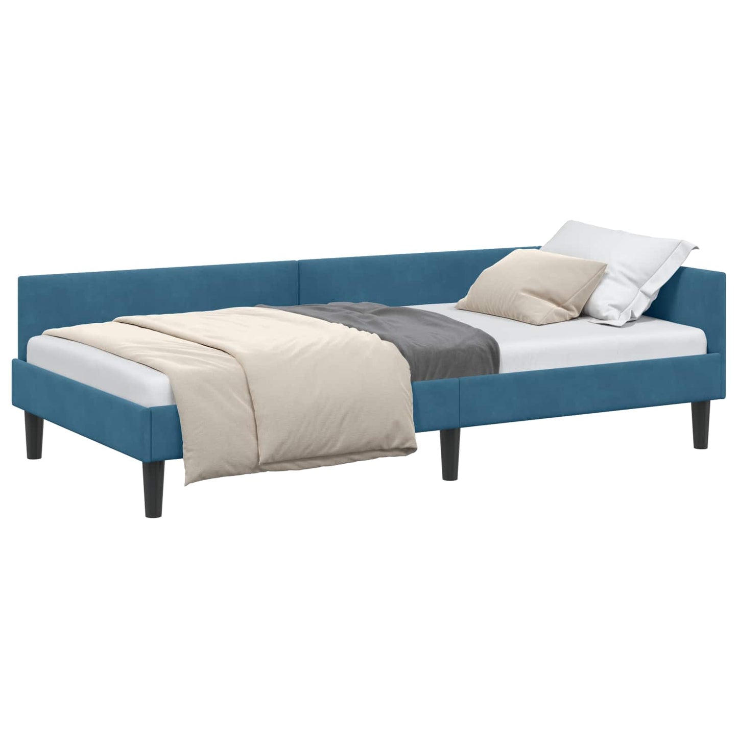 Sarokágy keret fejtámlával Kék 100 cm x 200 cm Bársony