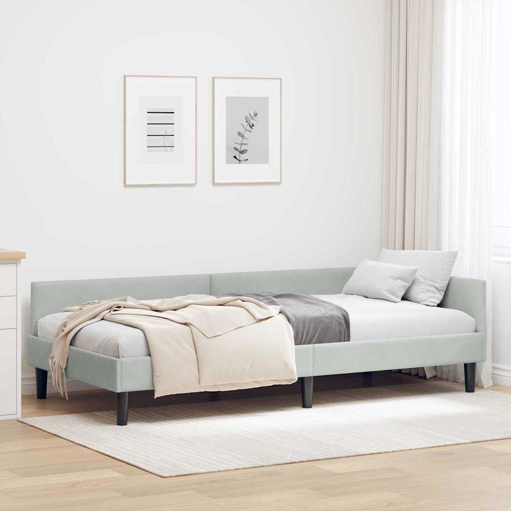 Sarokágy keret Világosszürke 100 cm x 200 cm Bársony