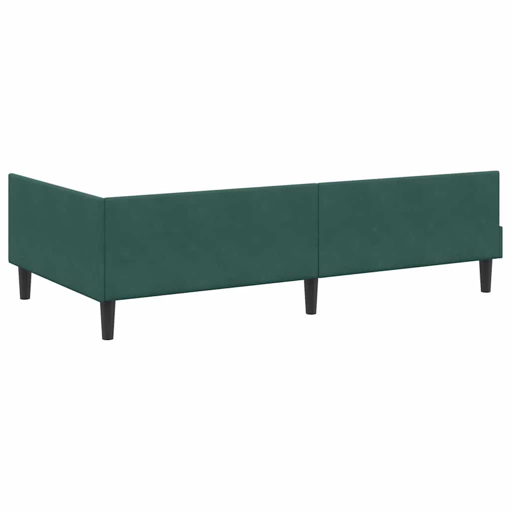 Sarokágy keret fejtámlával Sötétzöld 100 cm x 200 cm Bársony