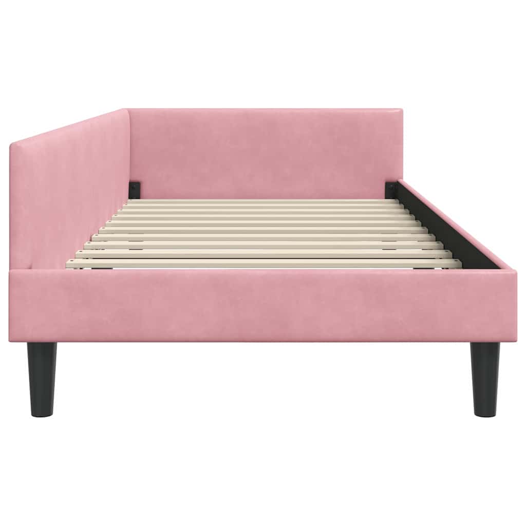 Sarokágy keret fejtámlával Rózsaszín 100 cm x 200 cm Bársony