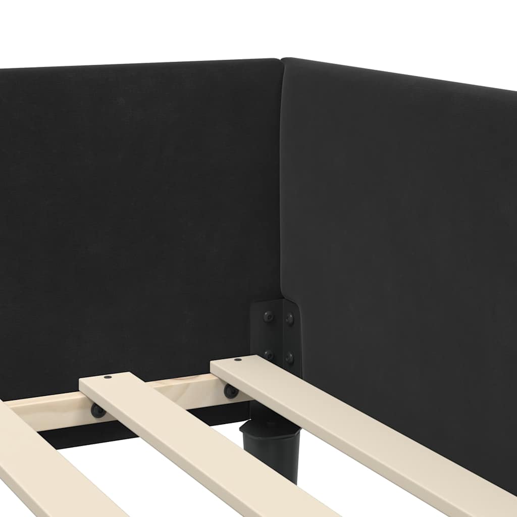 Sarokágy keret fejtámlával Fekete 100 cm x 200 cm Bársony