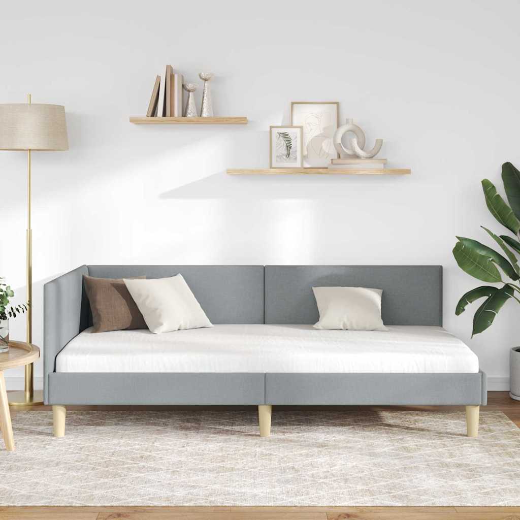 Sarokágy keret Világosszürke 80 cm x 200 cm Szövet és Plywood
