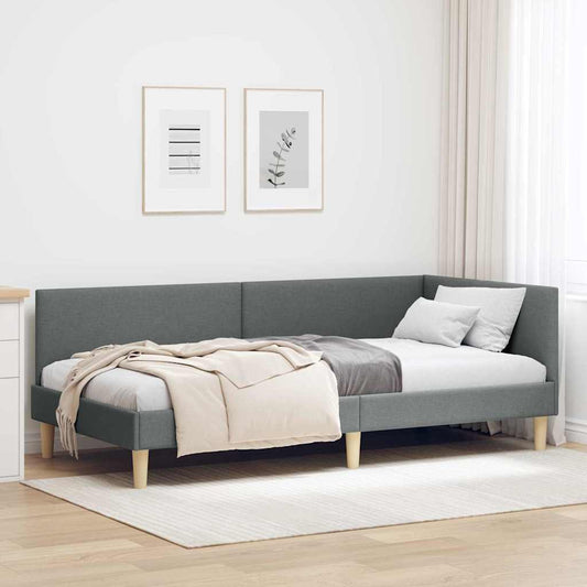 Sarokágy keret Sötétszürke 80 cm x 200 cm Szövet és Plywood