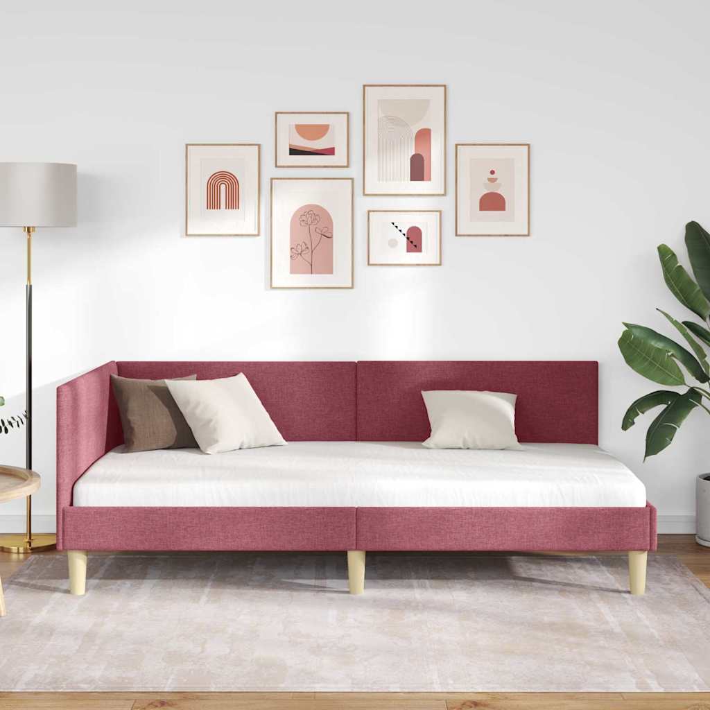 Sarokágy keret Bordó 80 cm x 200 cm Szövet és Plywood