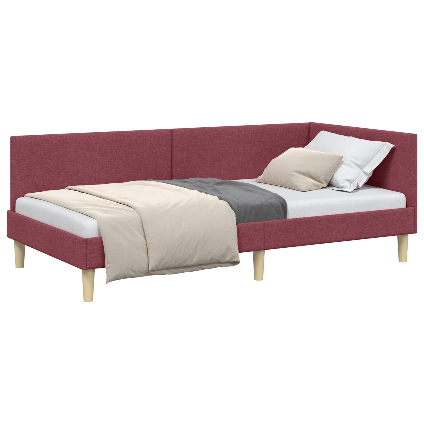 Sarokágy keret Bordó 80 cm x 200 cm Szövet és Plywood