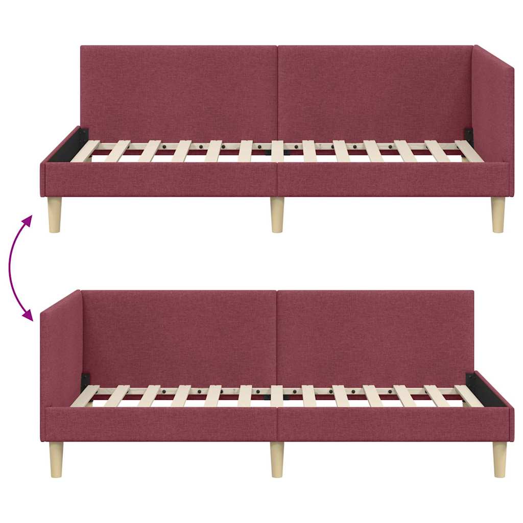 Sarokágy keret Bordó 80 cm x 200 cm Szövet és Plywood