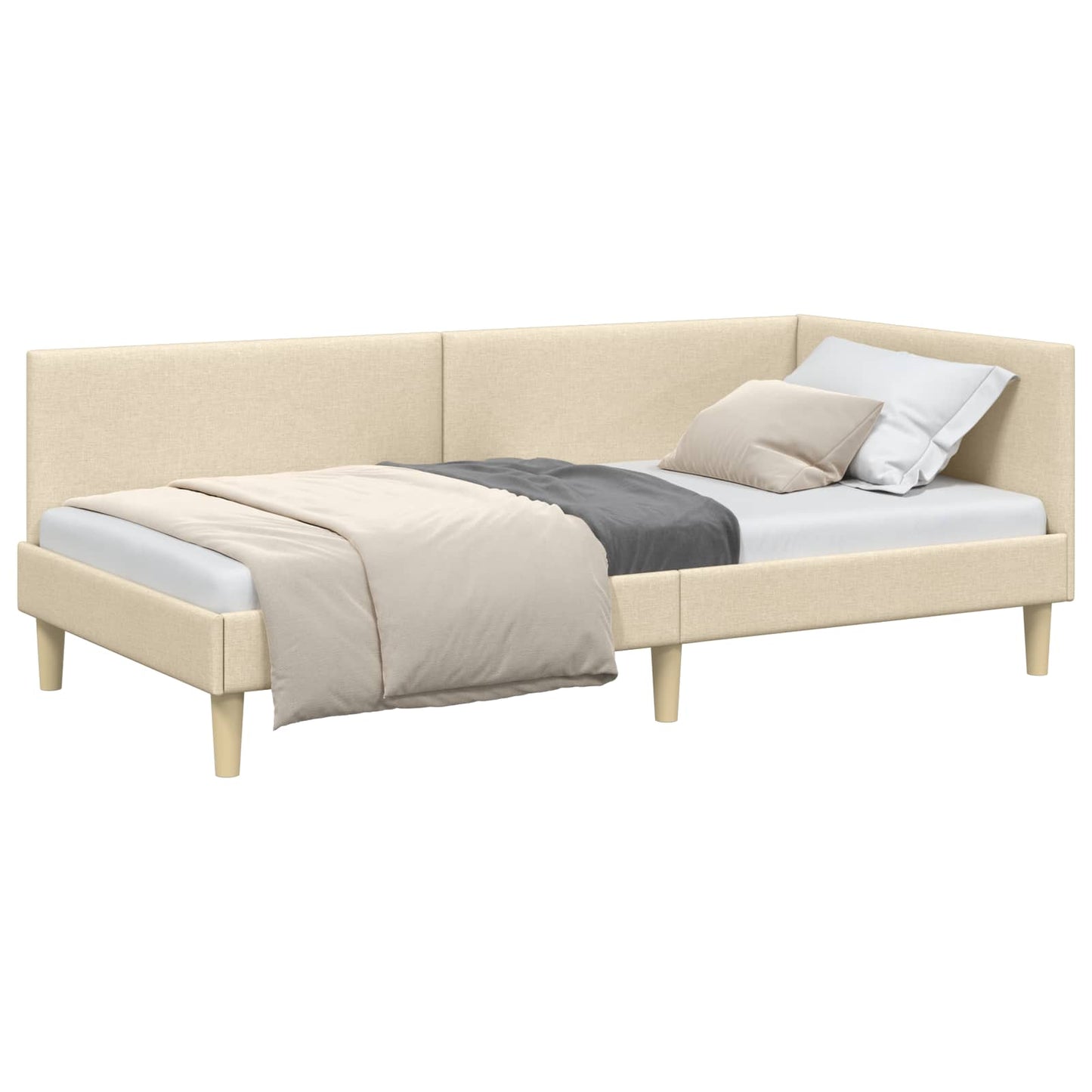 Sarokágy keret Krém 80 cm x 200 cm Szövet és Plywood
