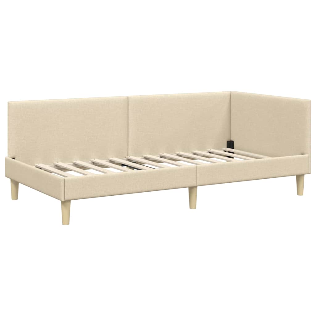 Sarokágy keret Krém 80 cm x 200 cm Szövet és Plywood