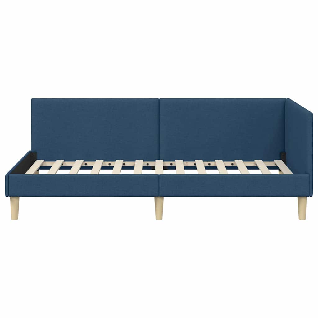 Sarokágy keret fejtámlával Kék 80 cm x 200 cm Szövet és Plywood