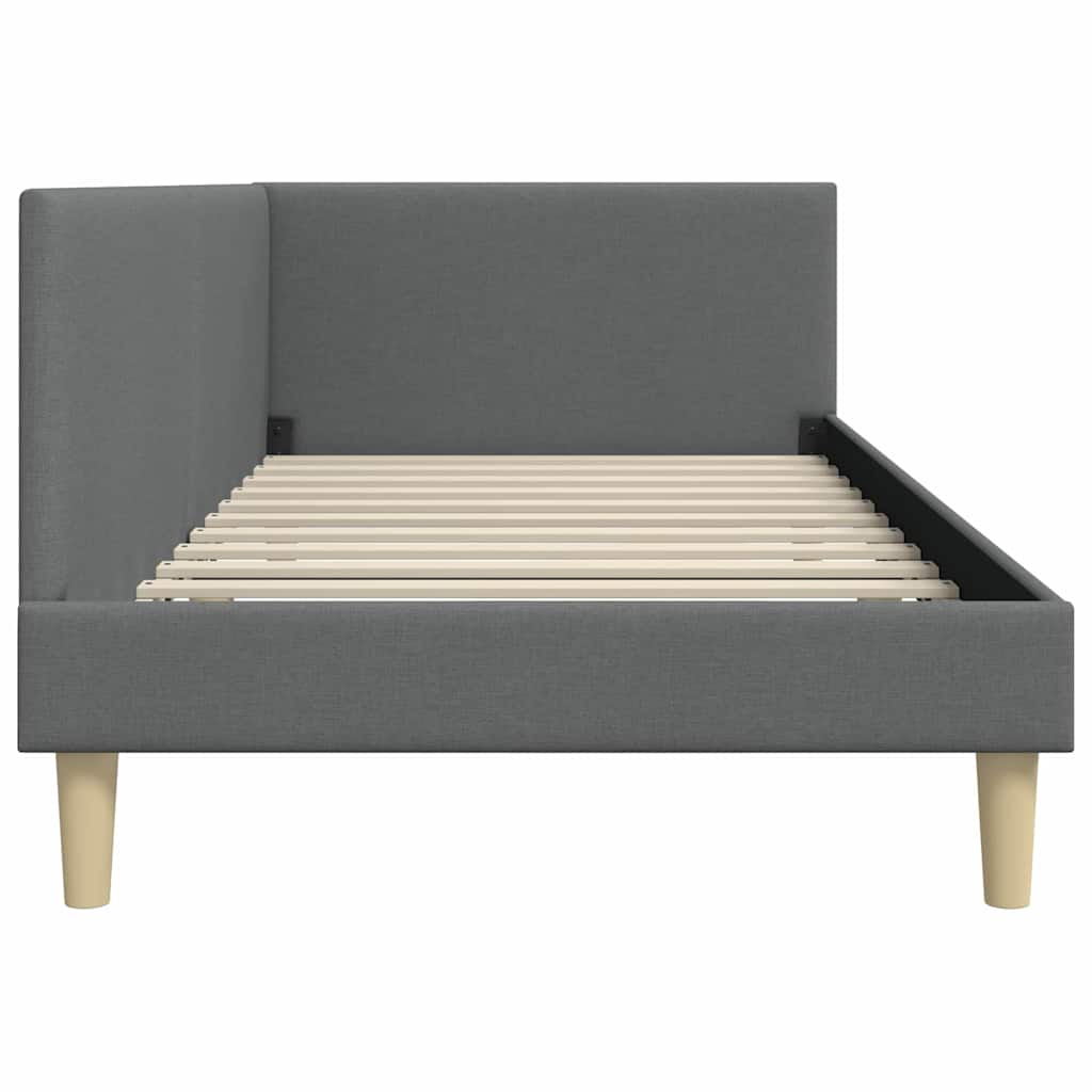 Sarokágy keret Sötétszürke 90 cm x 190 cm Szövet és Plywood