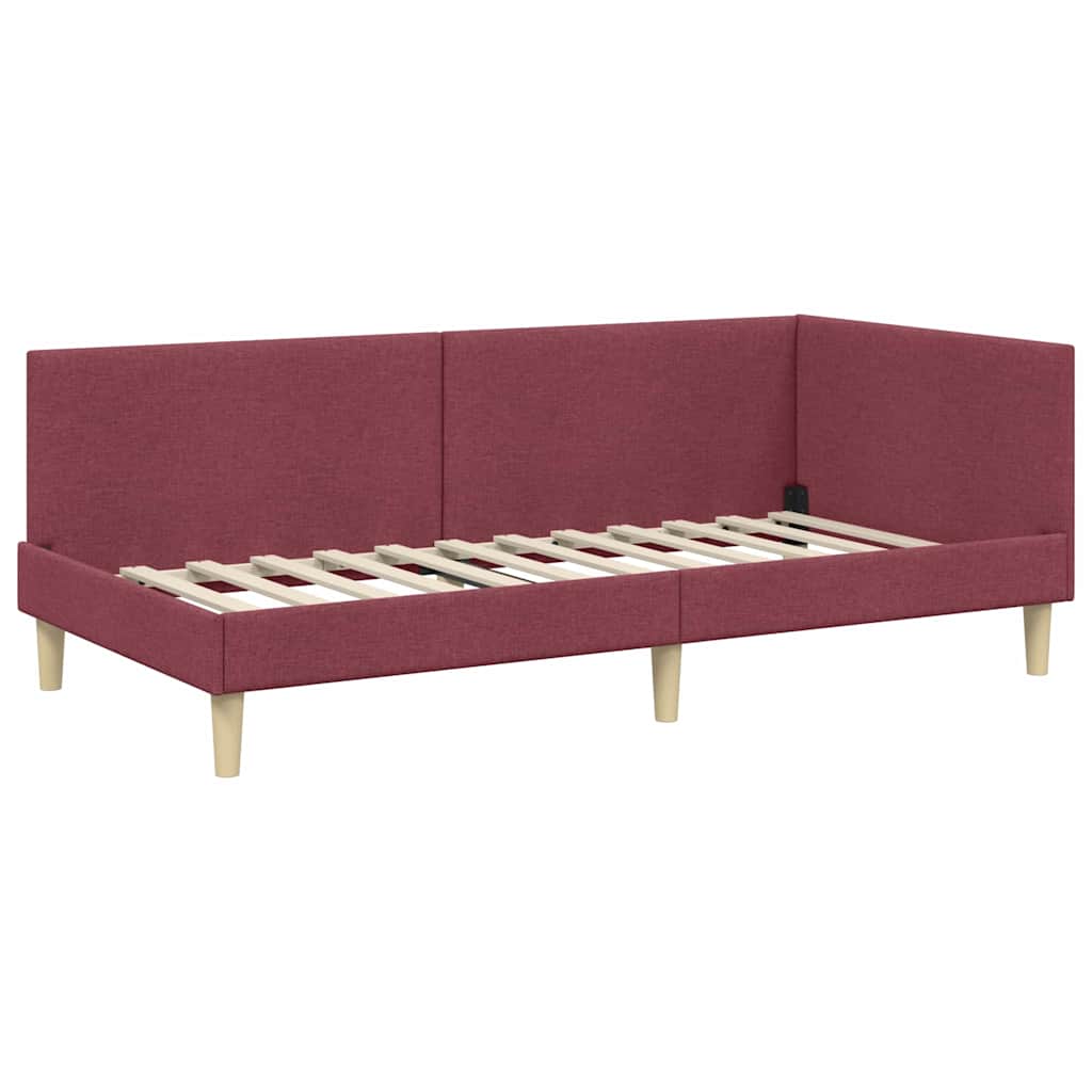 Sarokágy keret Bordó 90 cm x 190 cm Szövet és Plywood