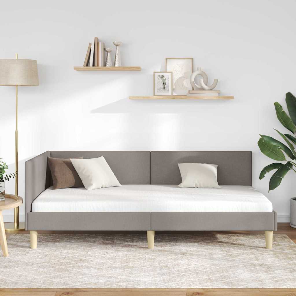 Sarokágy keret Tópszínű 90 cm x 190 cm Szövet és Plywood