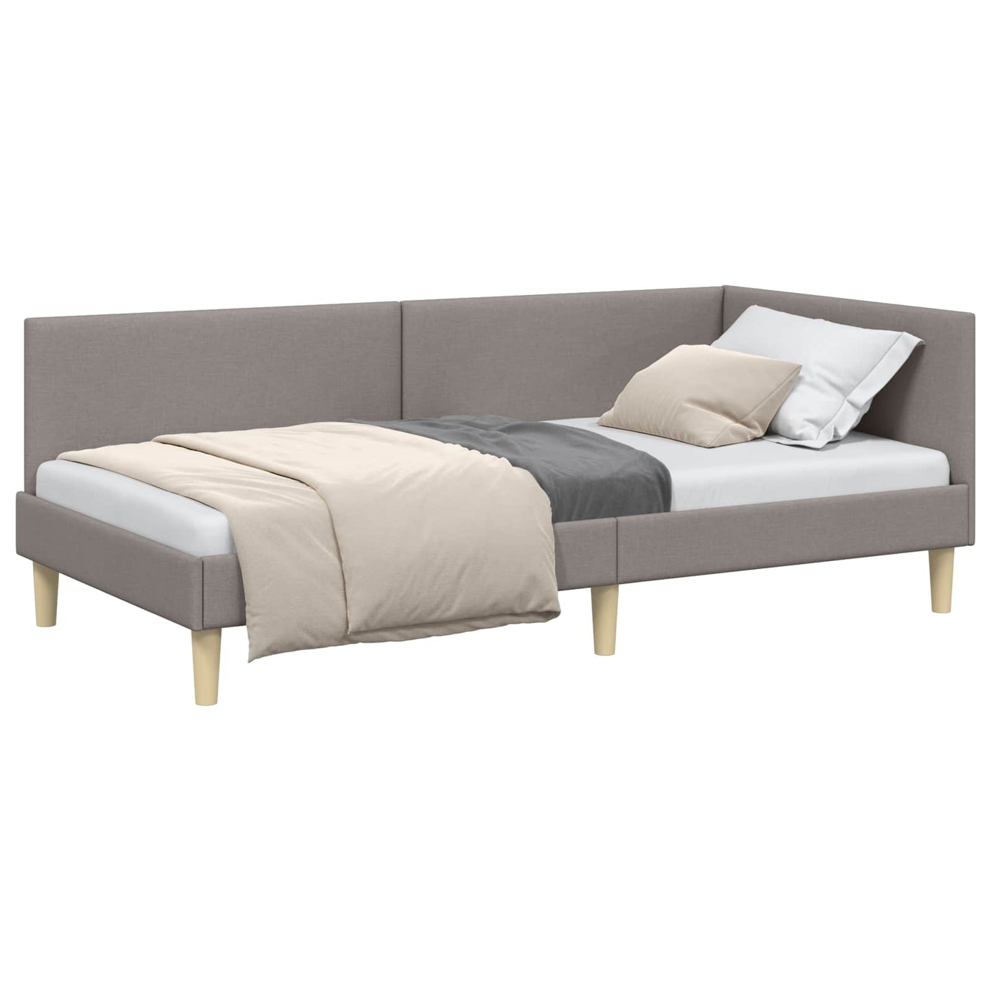 Sarokágy keret Tópszínű 90 cm x 190 cm Szövet és Plywood