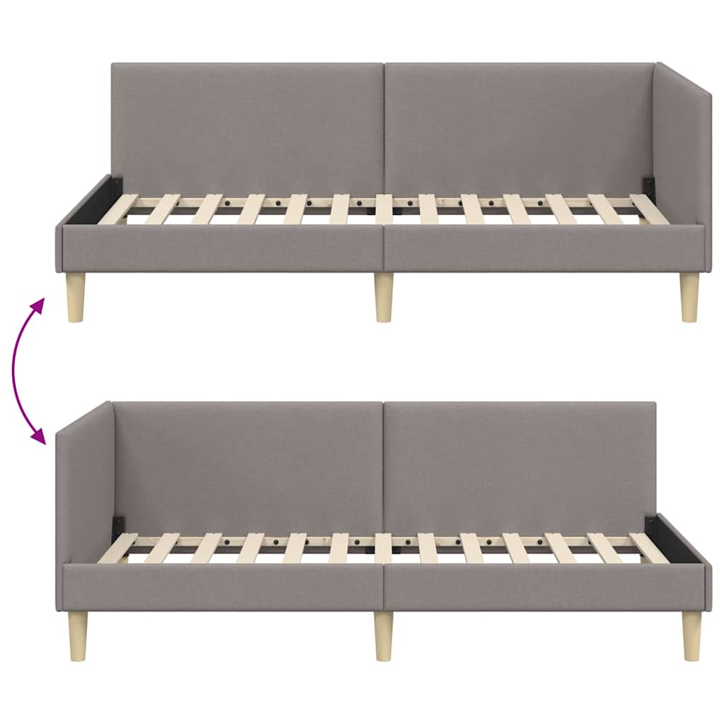 Sarokágy keret Tópszínű 90 cm x 190 cm Szövet és Plywood
