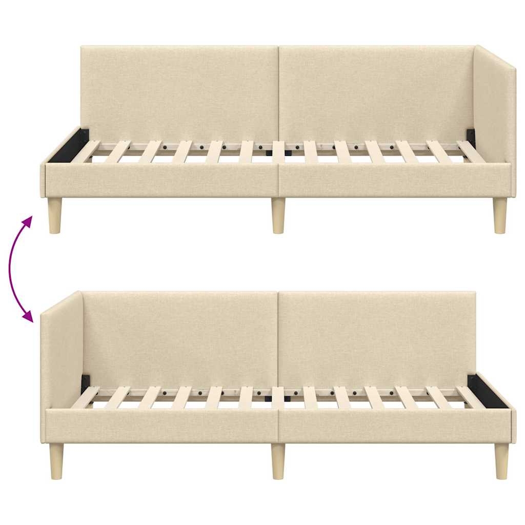 Sarokágy keret Krém 90 cm x 190 cm Szövet és Plywood