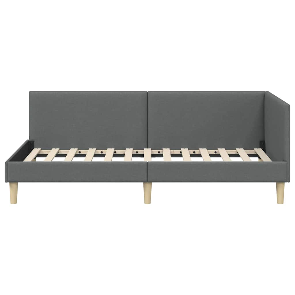 Sarokágy keret Sötétszürke 90 cm x 200 cm Szövet és Plywood