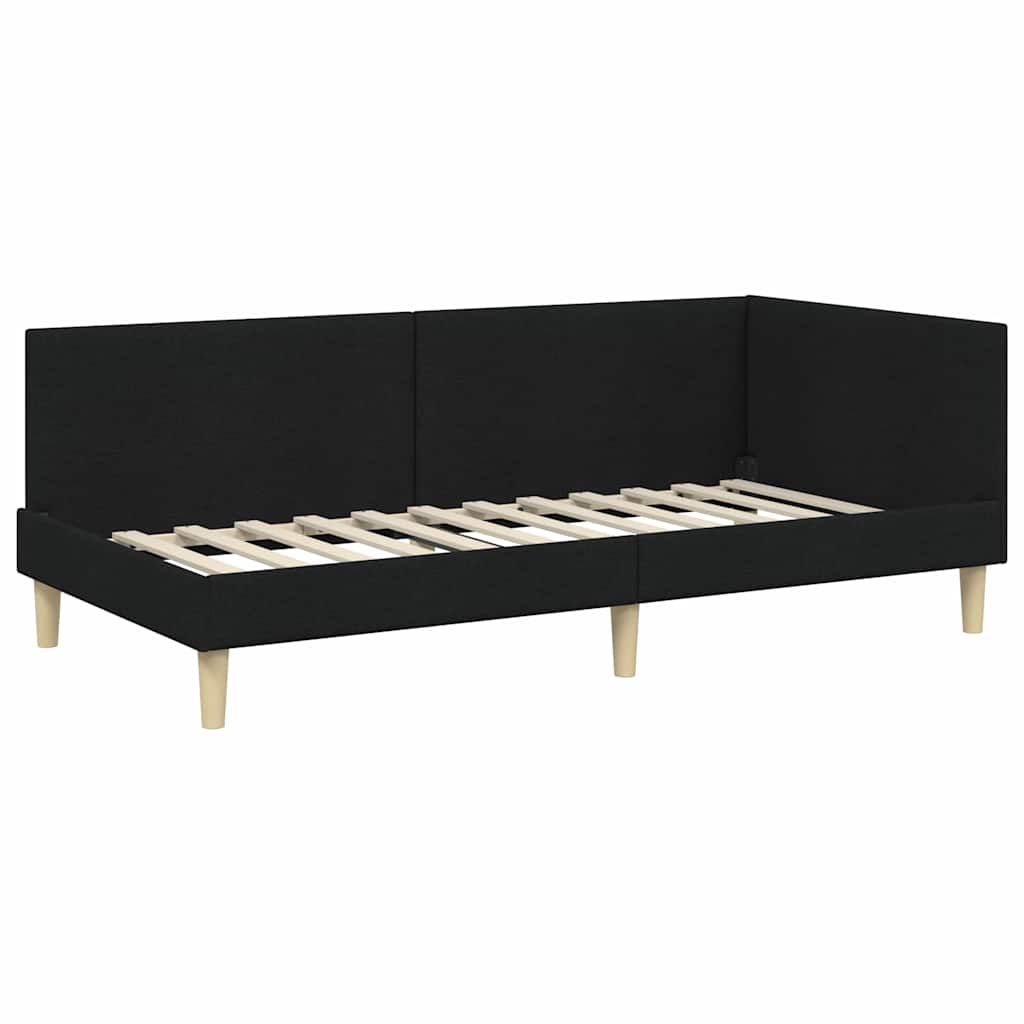 Sarokágy keret Fekete 90 cm x 200 cm Szövet és Plywood