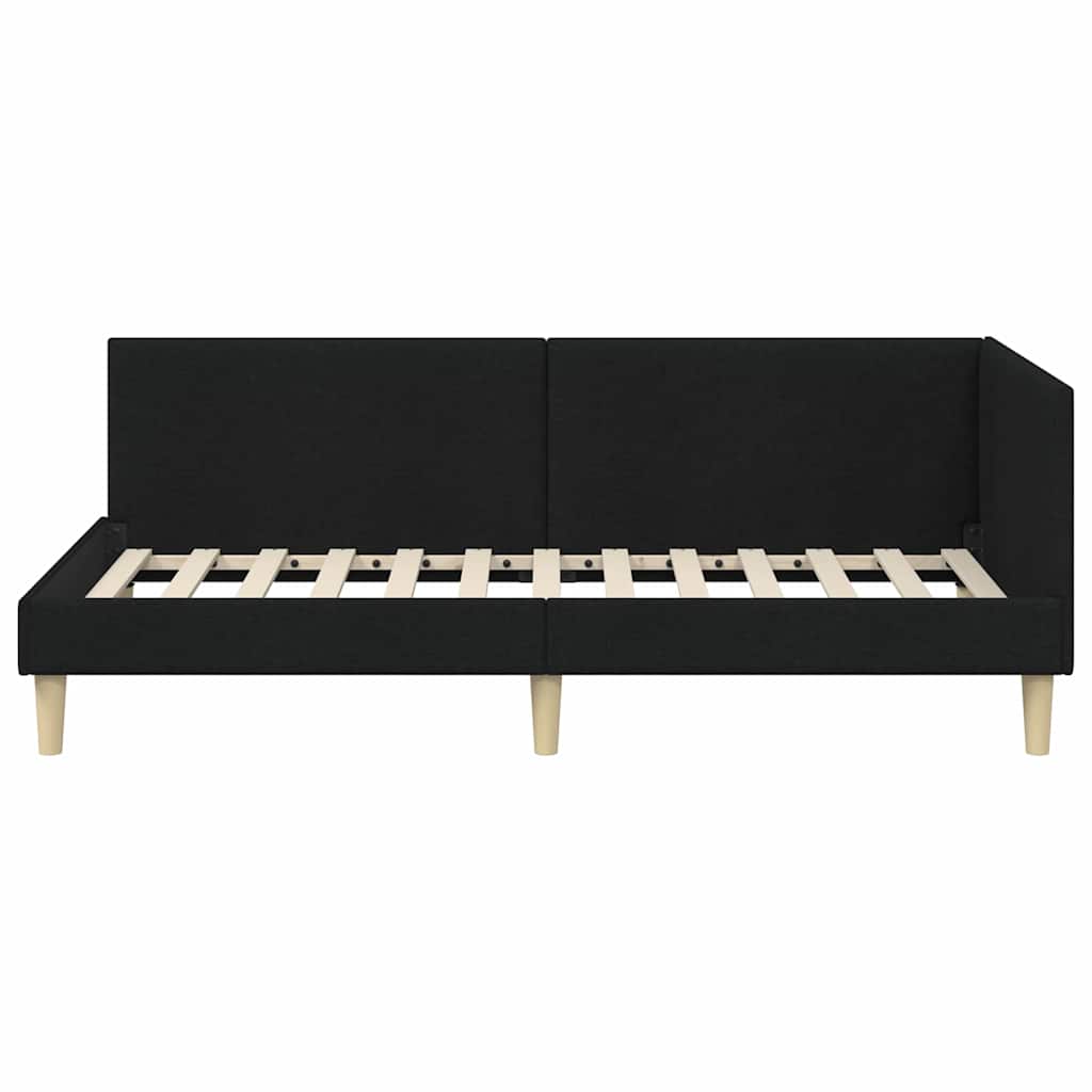 Sarokágy keret Fekete 90 cm x 200 cm Szövet és Plywood