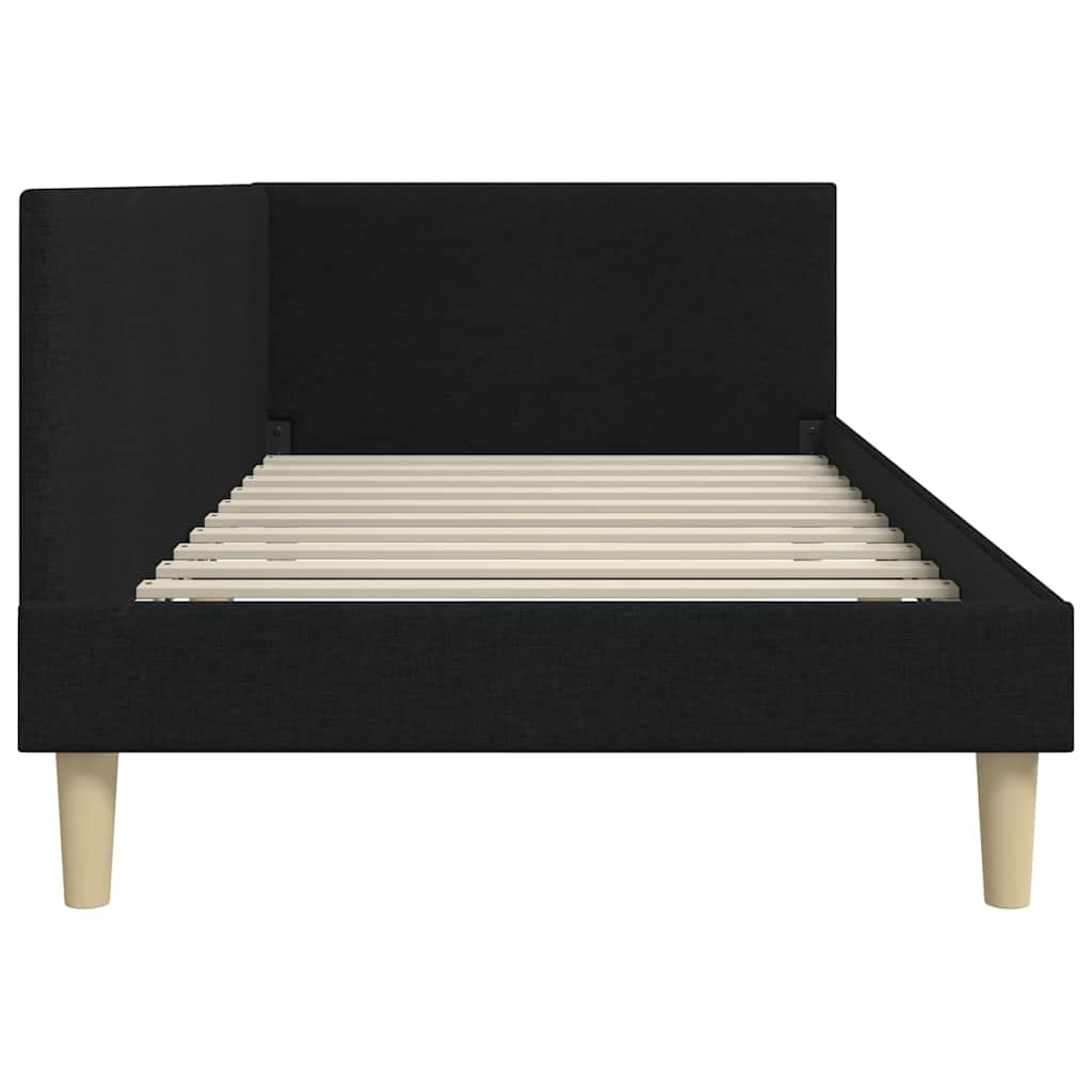 Sarokágy keret Fekete 90 cm x 200 cm Szövet és Plywood