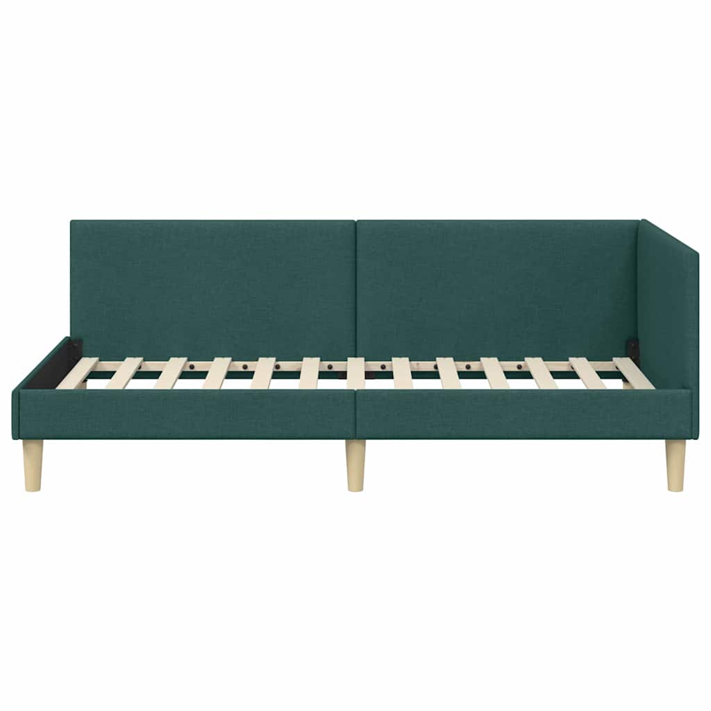 Sarokágy keret Sötétzöld 90 cm x 200 cm Szövet és Plywood